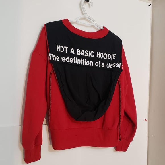 Zara Double Front Crewneck Red&Black Womens Hoodie - Picture 3 of 9